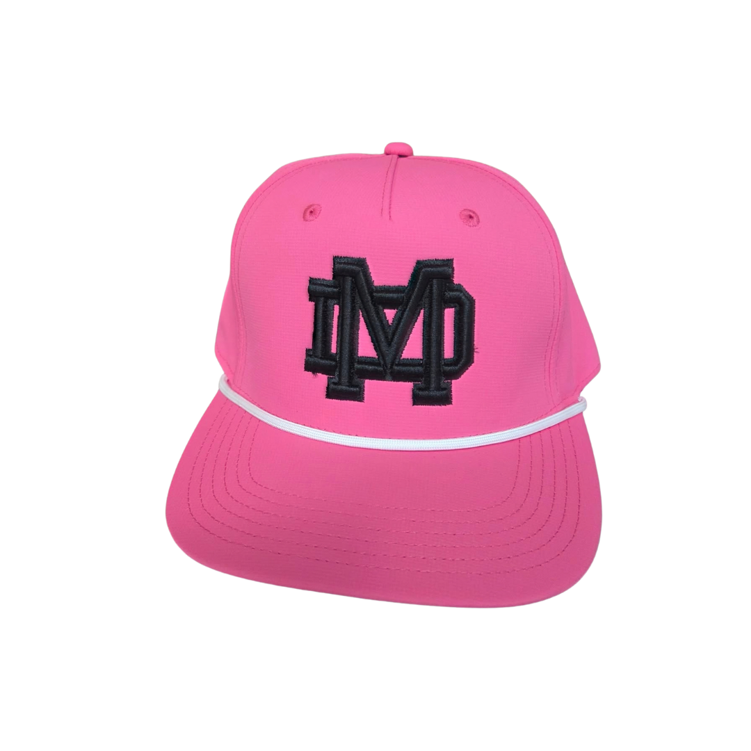 Limited Edition Pink Adjustable Rope Hat – Black Trim