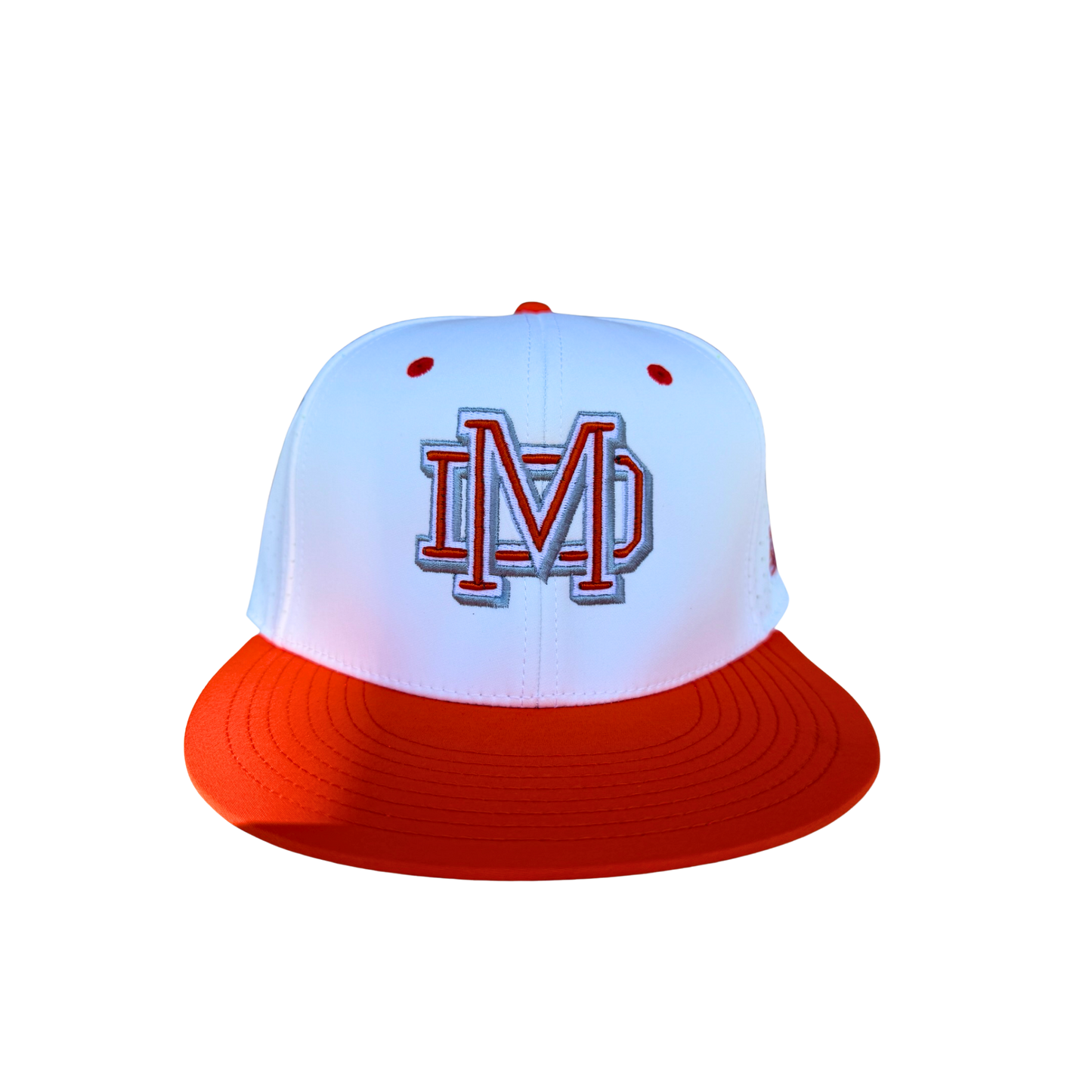 White & Orange Fitted Hat