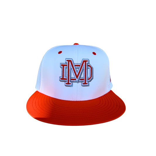White & Orange Fitted Hat